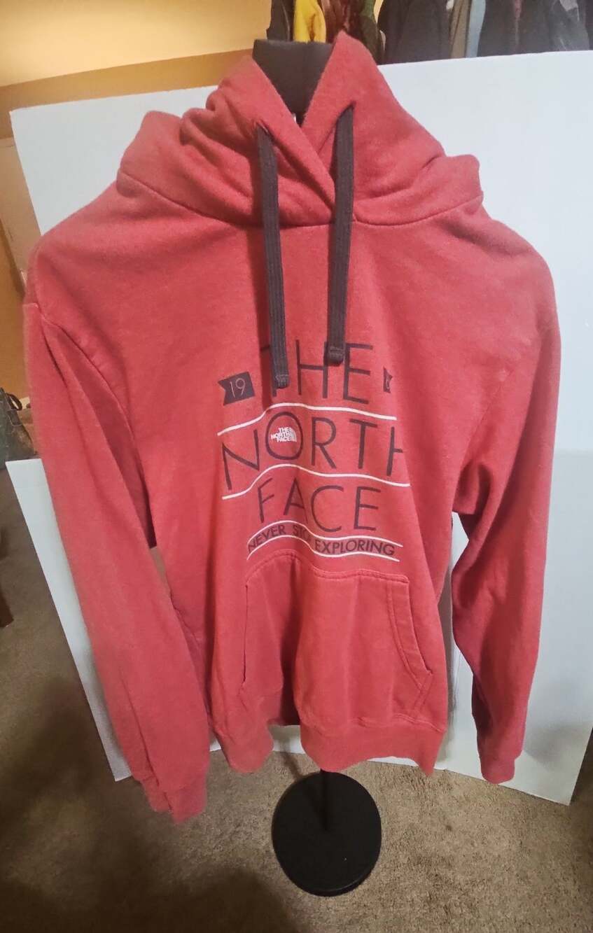 The North Face Hoodie Size M Red Graphic Never Stop Exploring
